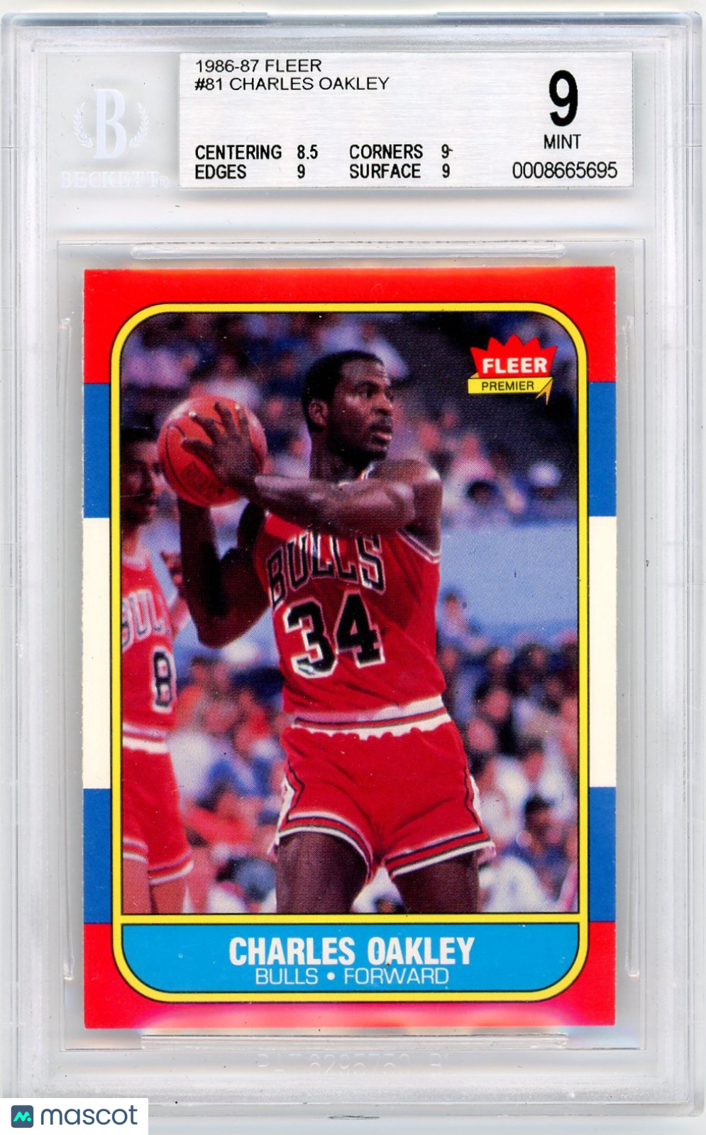 1986 Fleer Charles Oakley #81 BGS 9