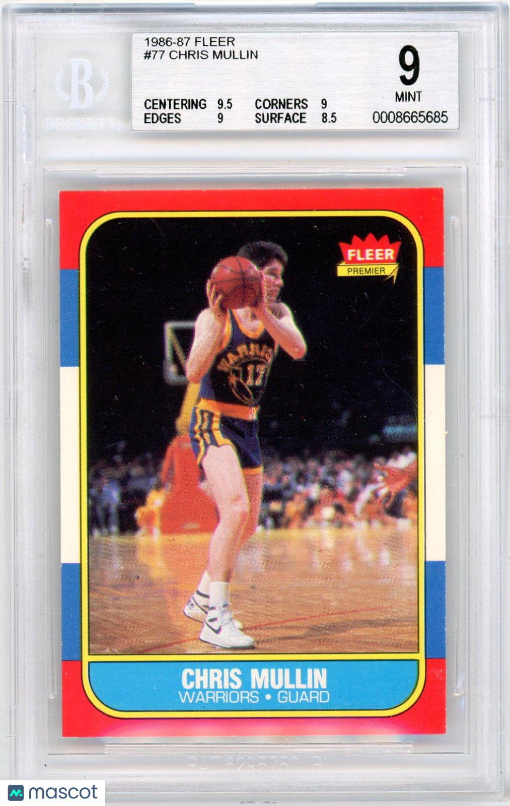 1986 Fleer Chris Mullin #77 BGS 9