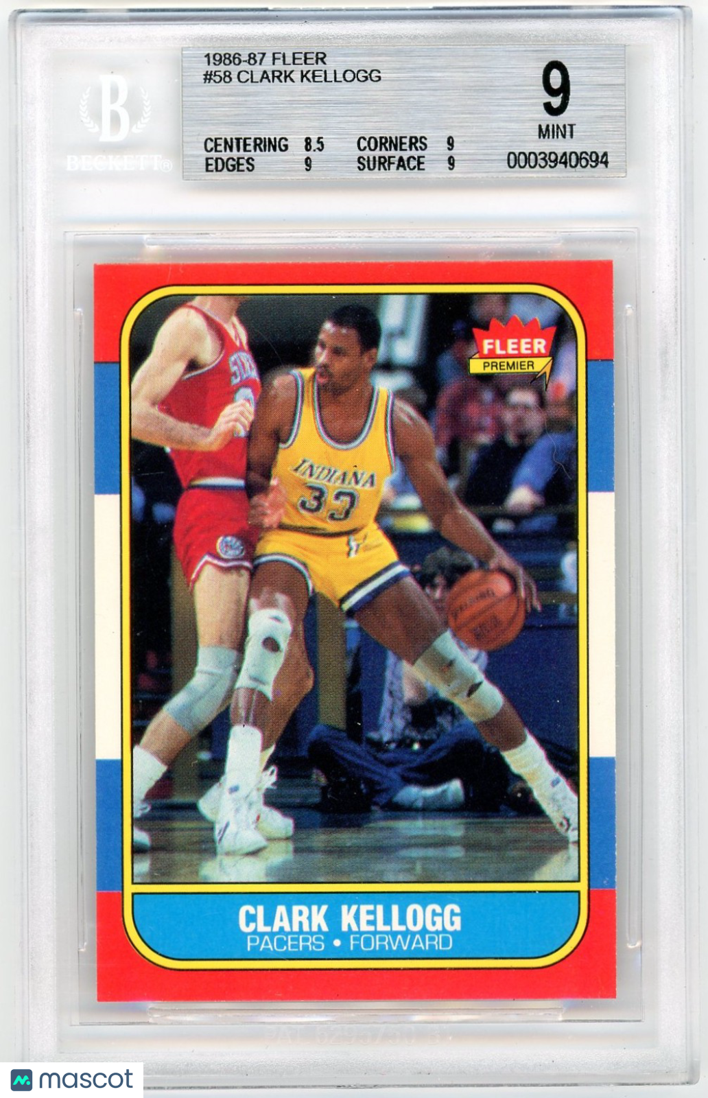 1986 Fleer Clark Kellogg #58 BGS 9