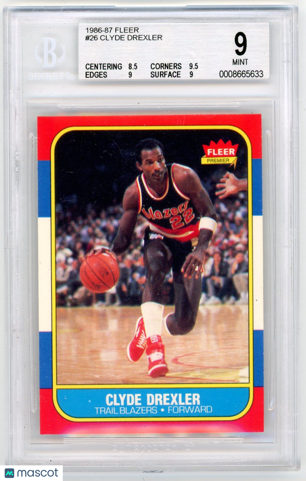 1986 Fleer Clyde Drexler #26 BGS 9