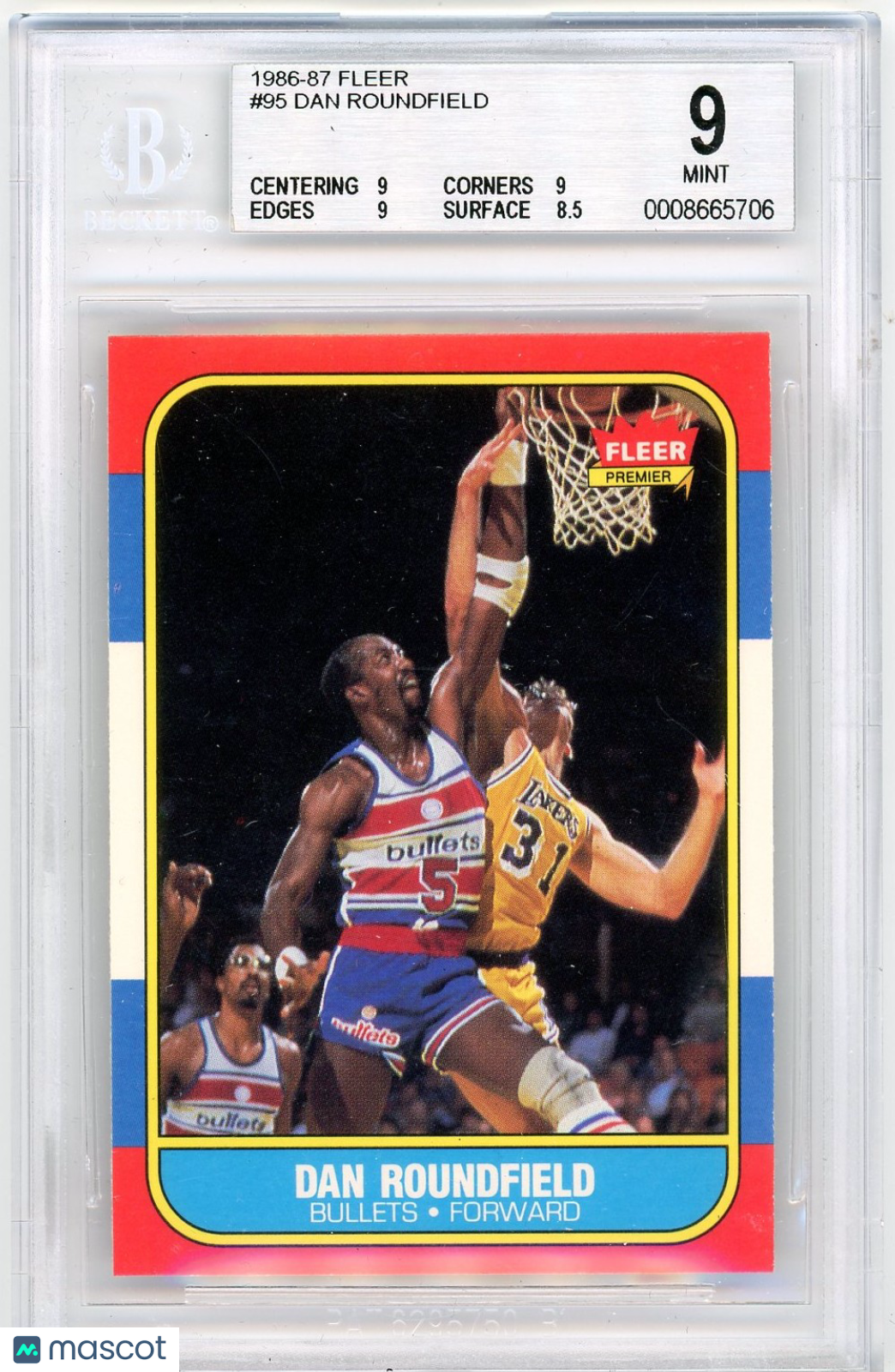 1986 Fleer Dan Roundfield #95 BGS 9