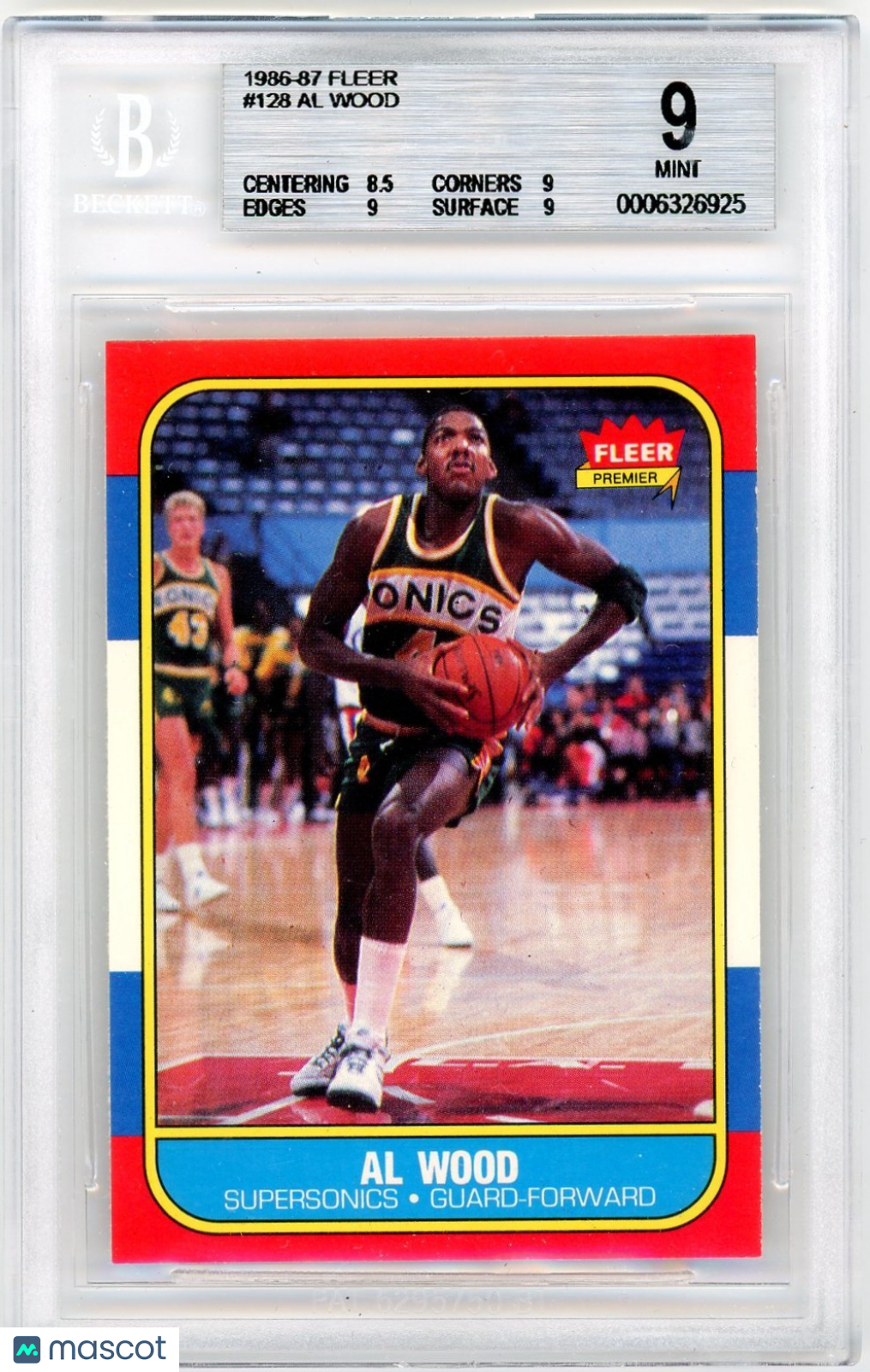 1986 Fleer Al Wood #128 BGS 9