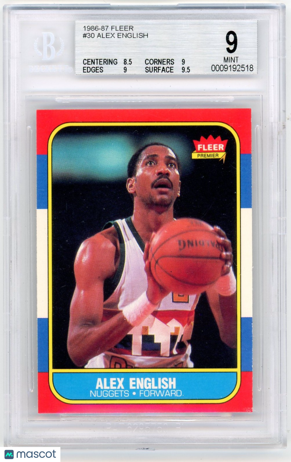 1986 Fleer Alex English #30 BGS 9