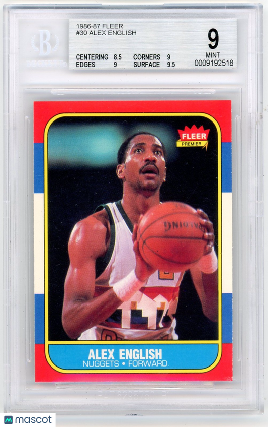 1986 Fleer Alex English #30 BGS 9