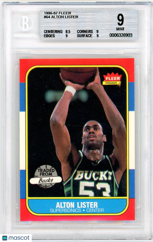 1986 Fleer Alton Lister #64 BGS 9