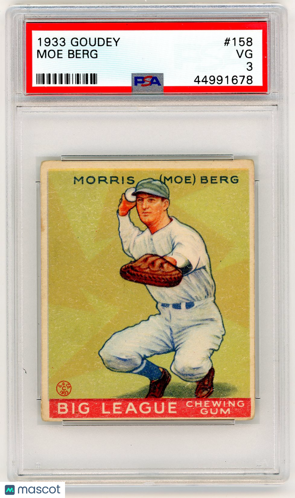 1933 Goudey Moe Berg #158 PSA 3