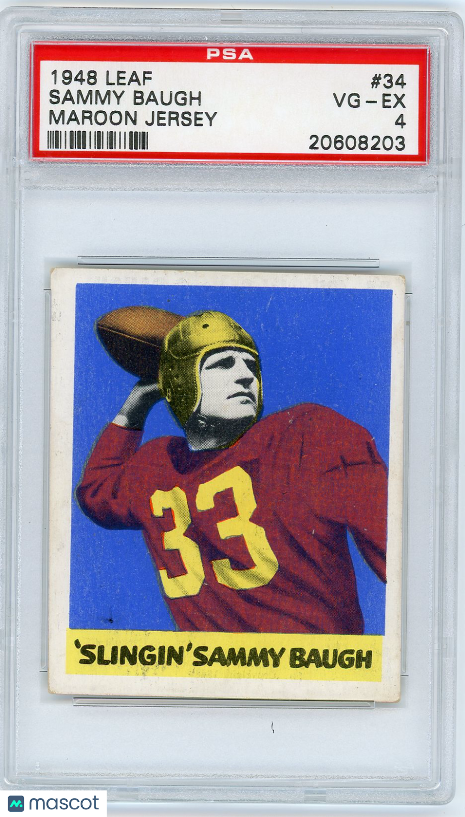 1948 Leaf Sammy Baugh #34 Maroon Jersey PSA 4