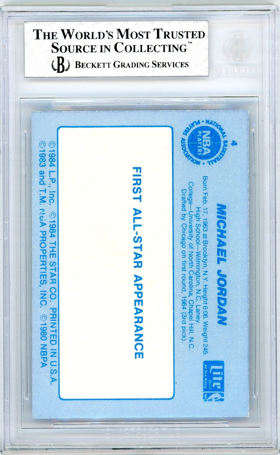 1985 Star Lite All-Stars Michael Jordan #4 BGS 8