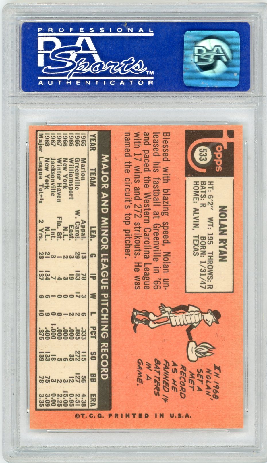 1969 Topps Nolan Ryan #533 PSA 8
