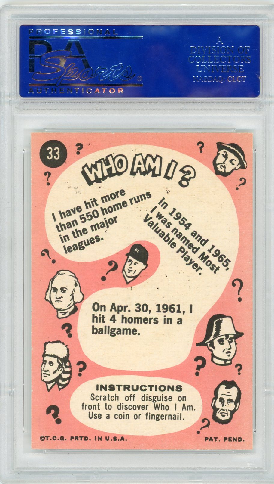 1967 Topps Who Am I? Willie Mays #33 PSA 9
