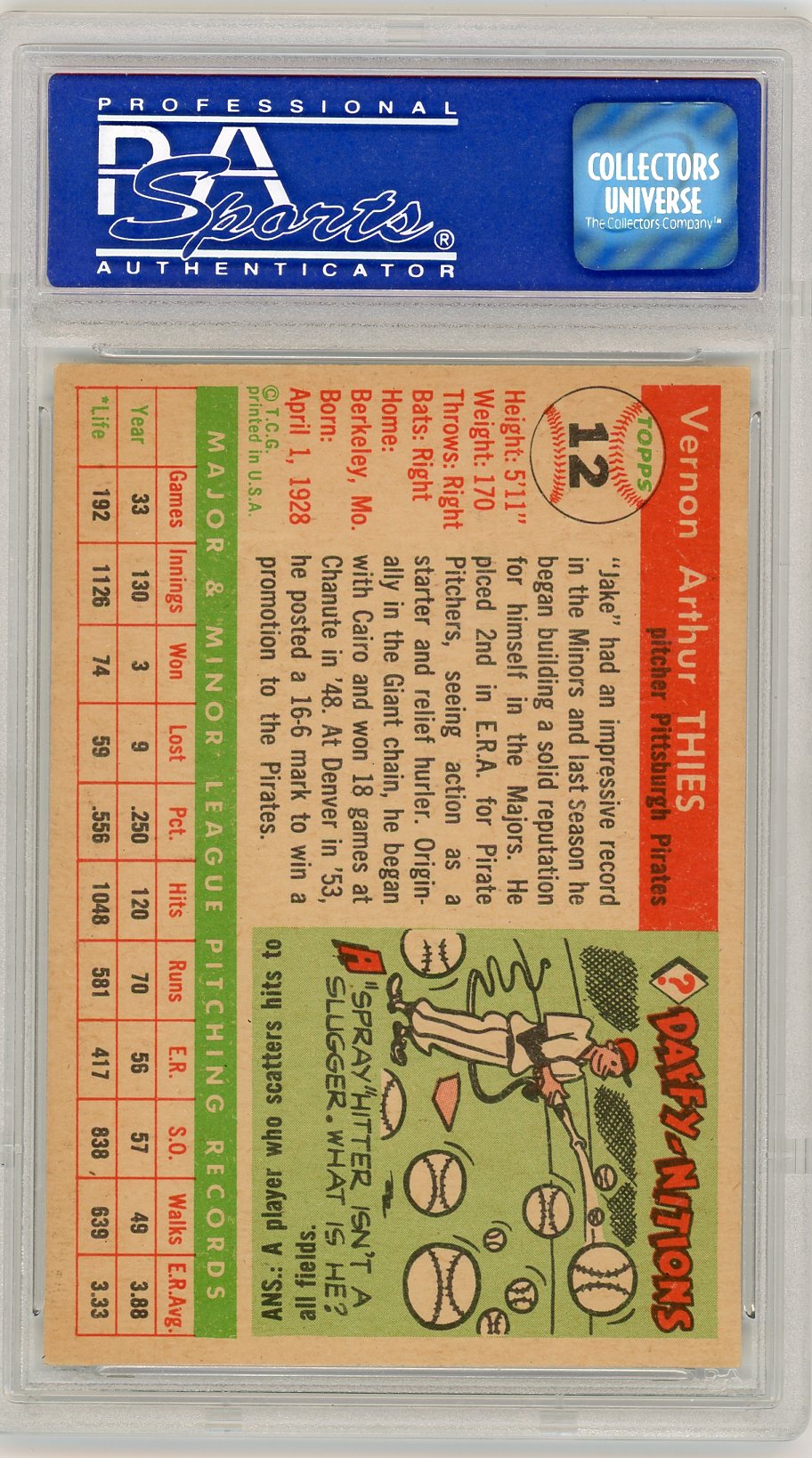 1955 Topps Jake Thies #12 PSA 7