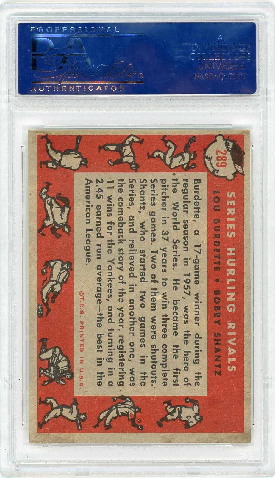1958 Topps B. Shantz L. Burdette #289 Series Hurling Rivals PSA 7