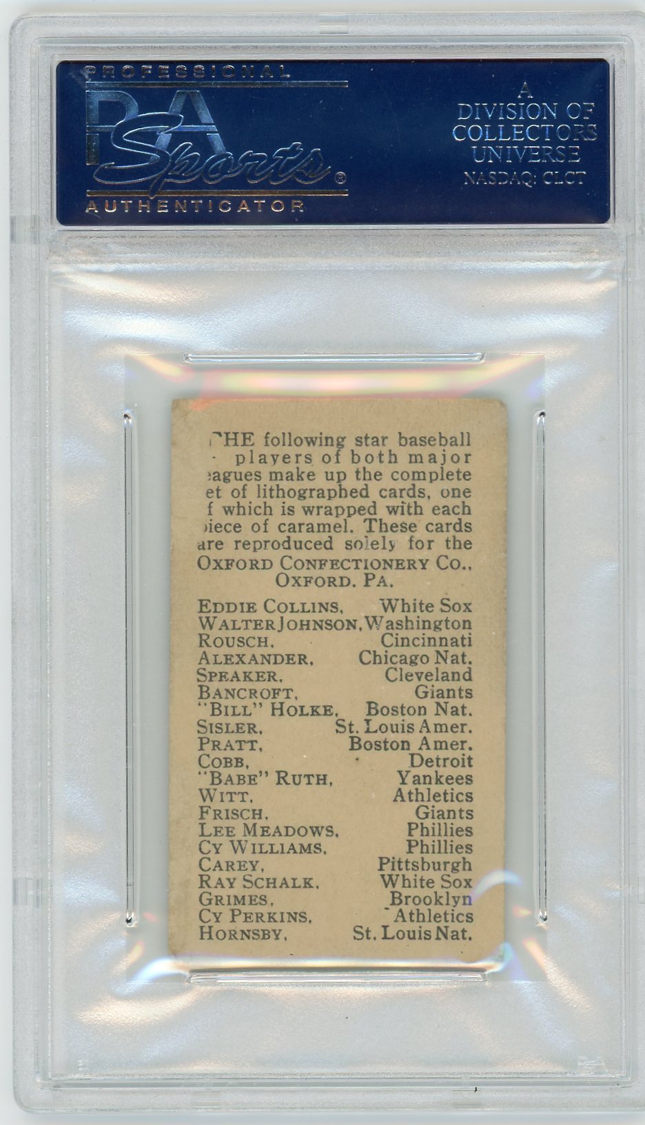 1921 E253 Oxford Confectionery Ty Cobb PSA 2.5