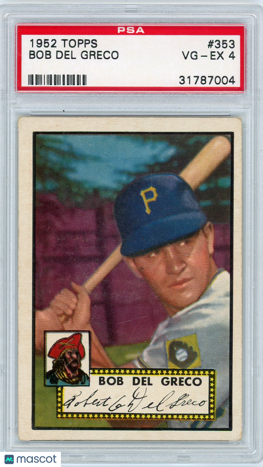 1952 Topps Bob Del Greco #353 PSA 4
