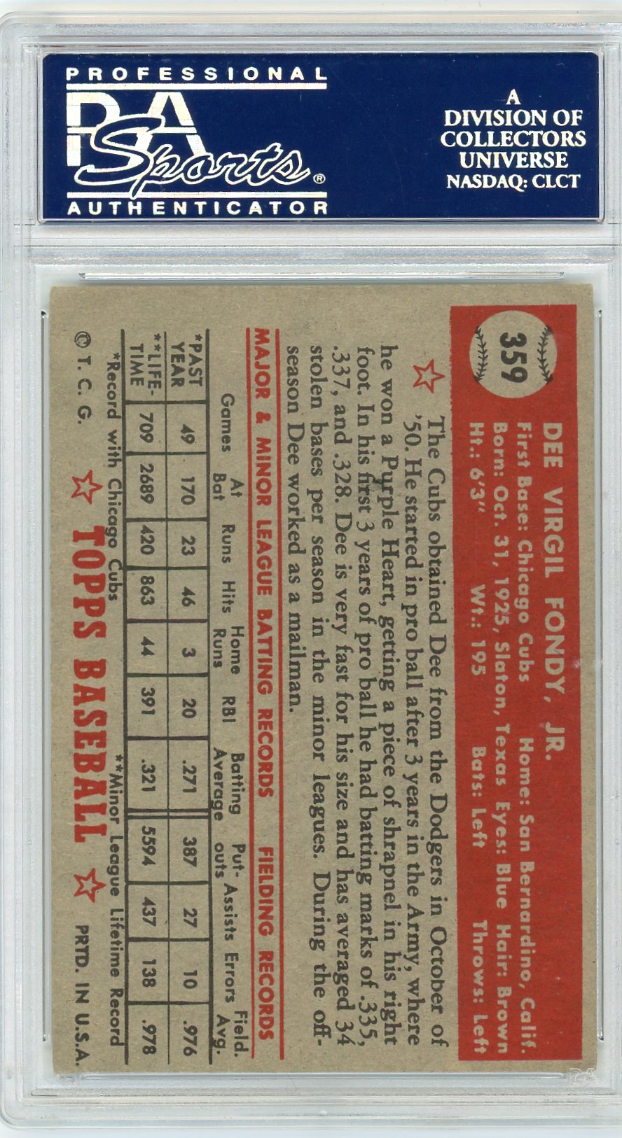 1952 Topps Dee Fondy #359 PSA 5