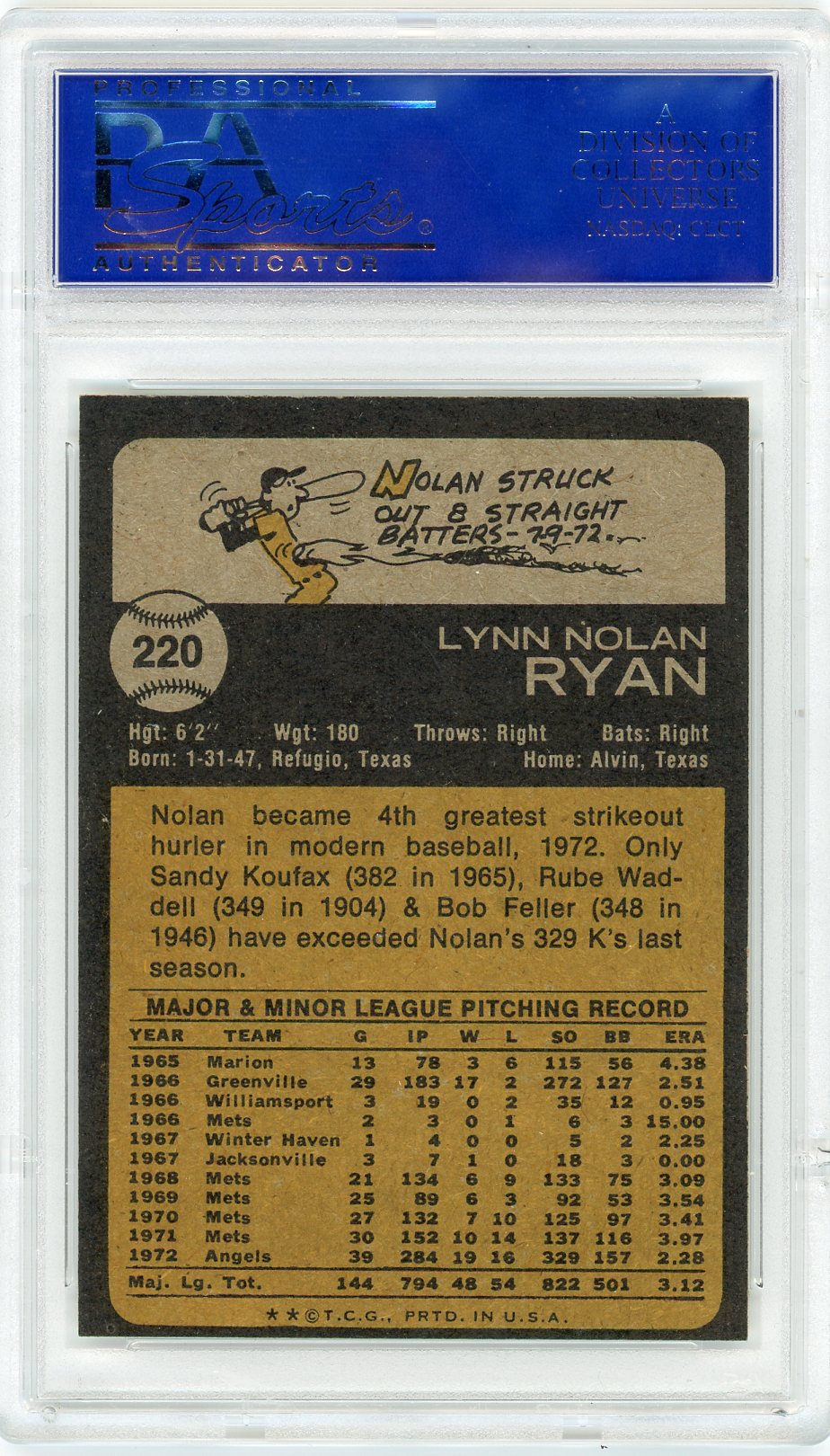 1973 Topps Nolan Ryan #220 PSA 9
