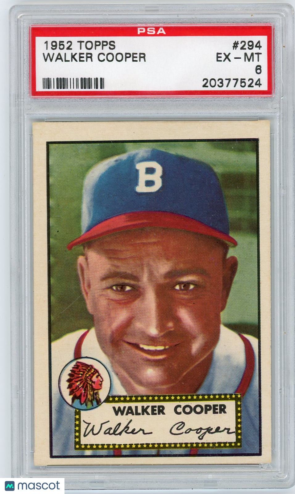 1952 Topps Walker Cooper #294 PSA 6