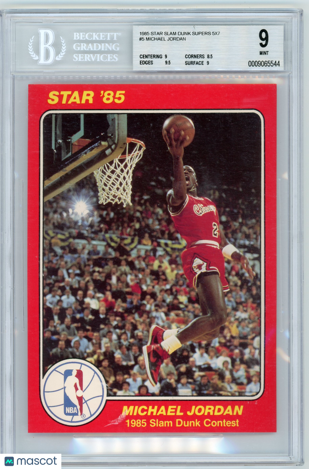 1985 Star Slam Dunk Supers Michael Jordan #5 5x7 BGS 9
