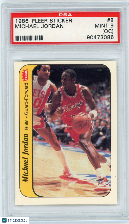 1986 Fleer Sticker Michael Jordan #8 PSA 9 Oc