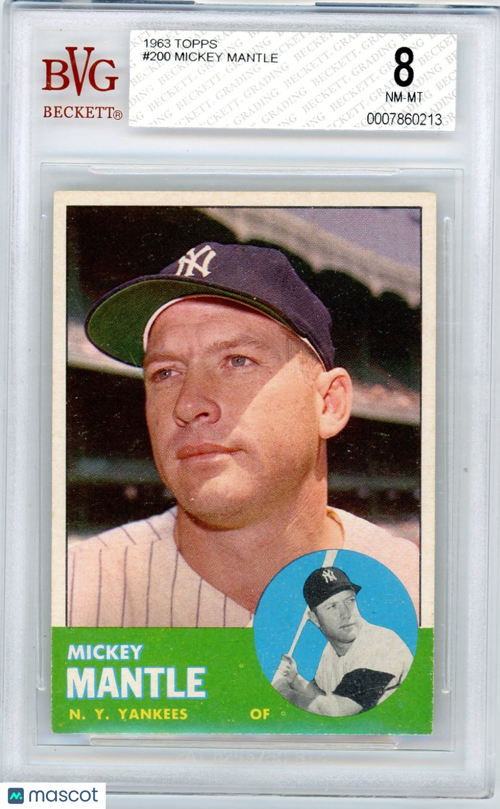 1963 Topps Mickey Mantle #200 BVG 8