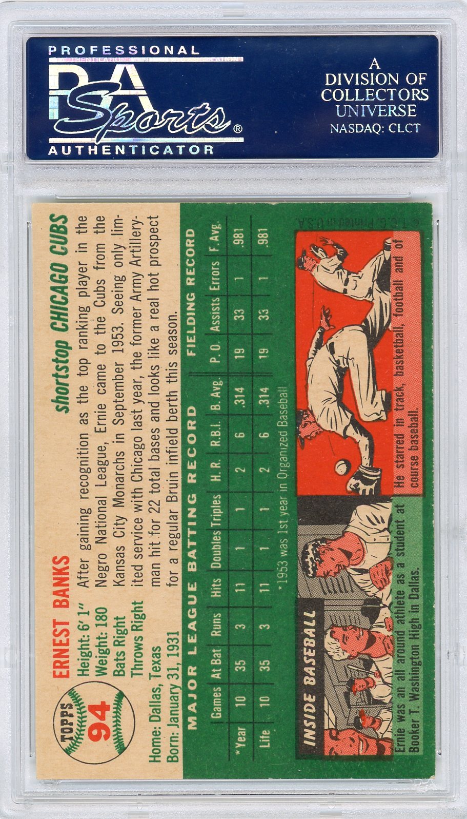1954 Topps Ernie Banks #94 PSA 8 MC