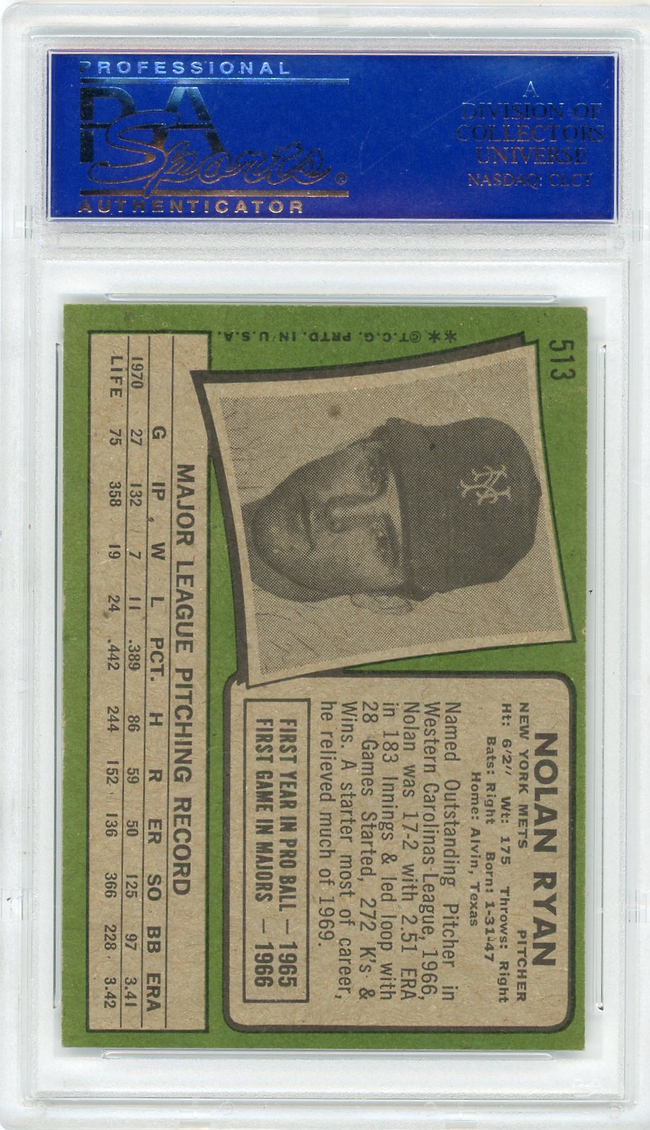 1971 Topps Nolan Ryan #513 PSA 8