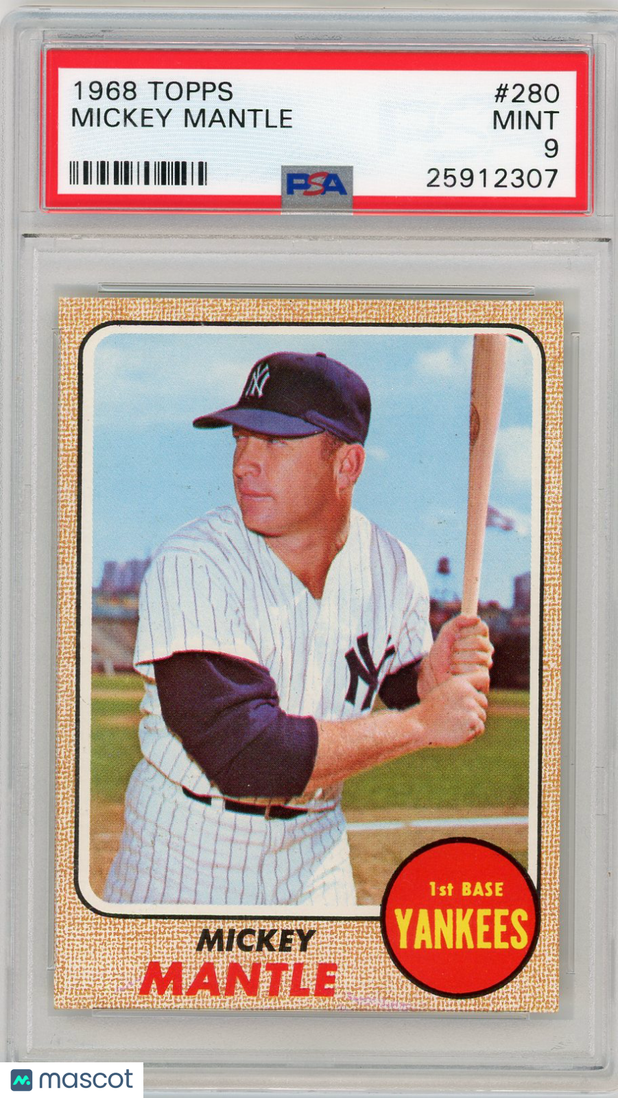 1968 Topps Mickey Mantle #280 PSA 9