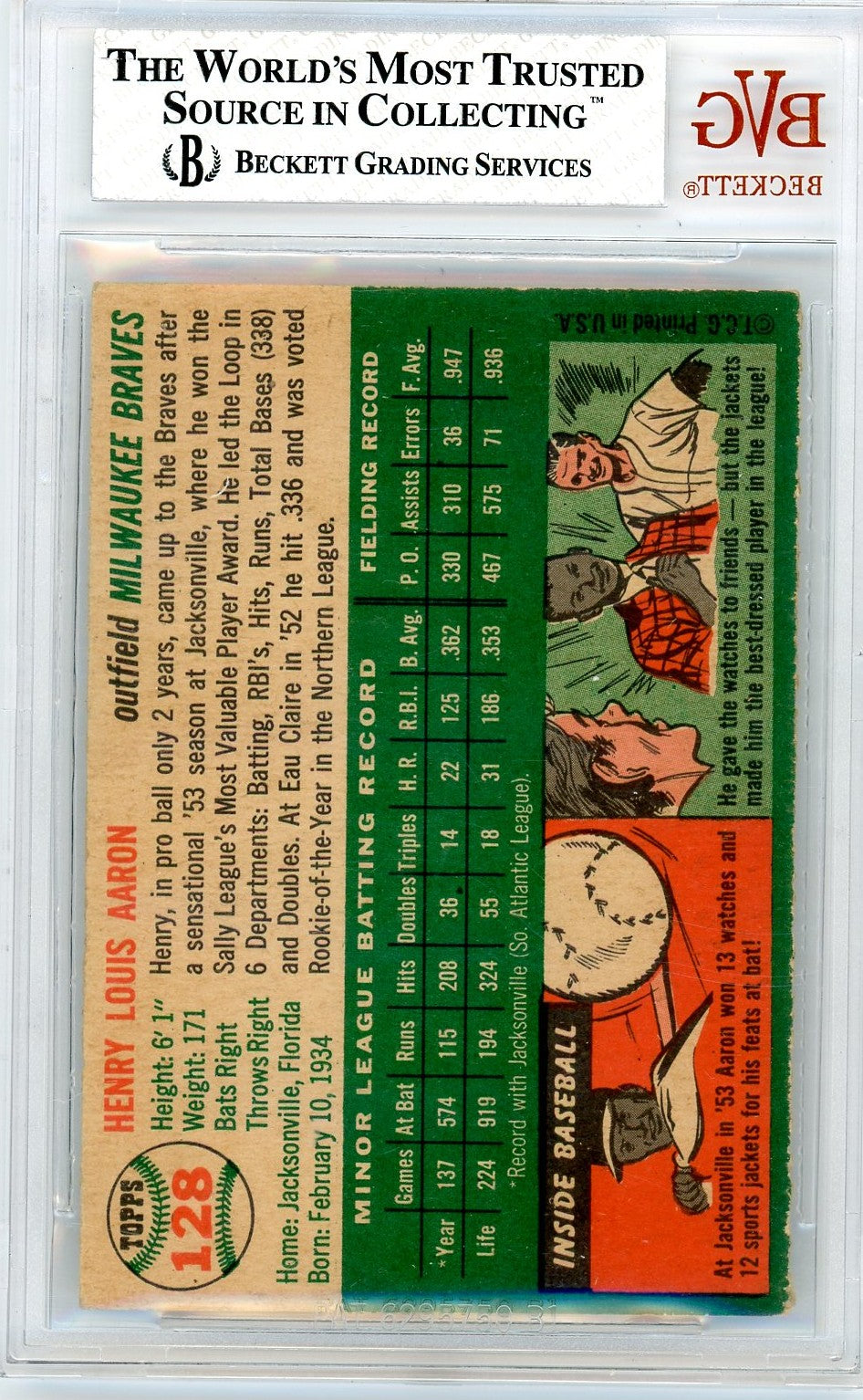 1954 Topps Hank Aaron #128 BVG 5.5