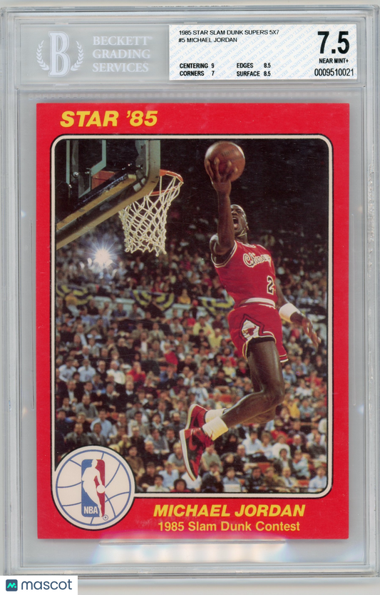 1985 Star Slam Dunk Supers Michael Jordan #5 5x7 BGS 7.5
