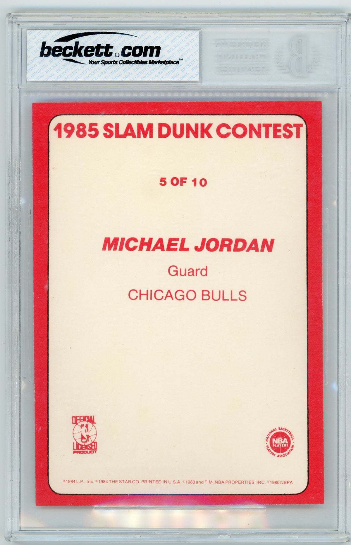 1985 Star Slam Dunk Supers Michael Jordan #5 5x7 BGS 7.5