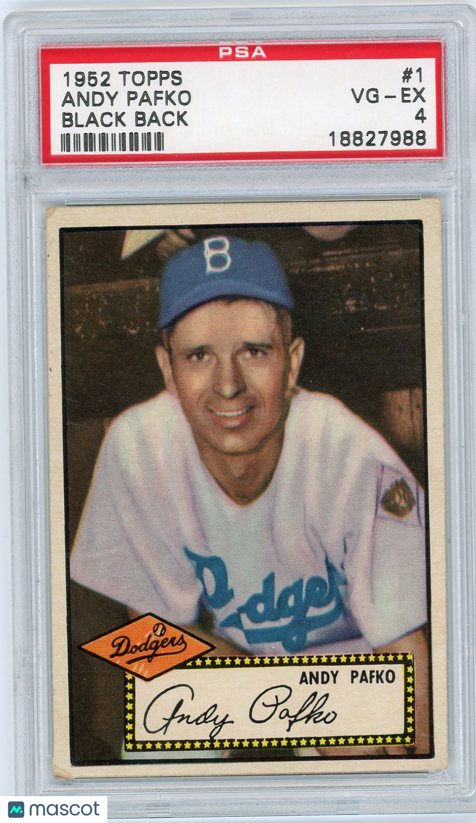 1952 Topps Andy Pafko #1 Black Back PSA 4
