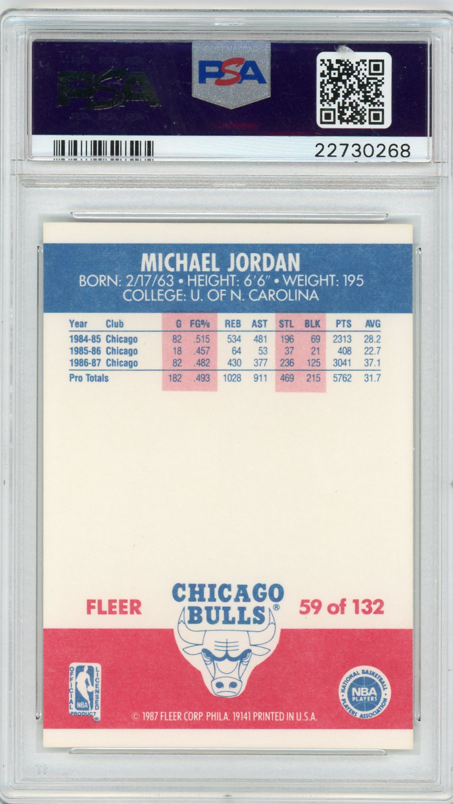 1987 Fleer Michael Jordan #59 PSA 9