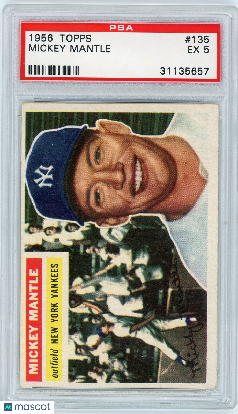 1956 Topps Mickey Mantle #135 Gray Back PSA 5