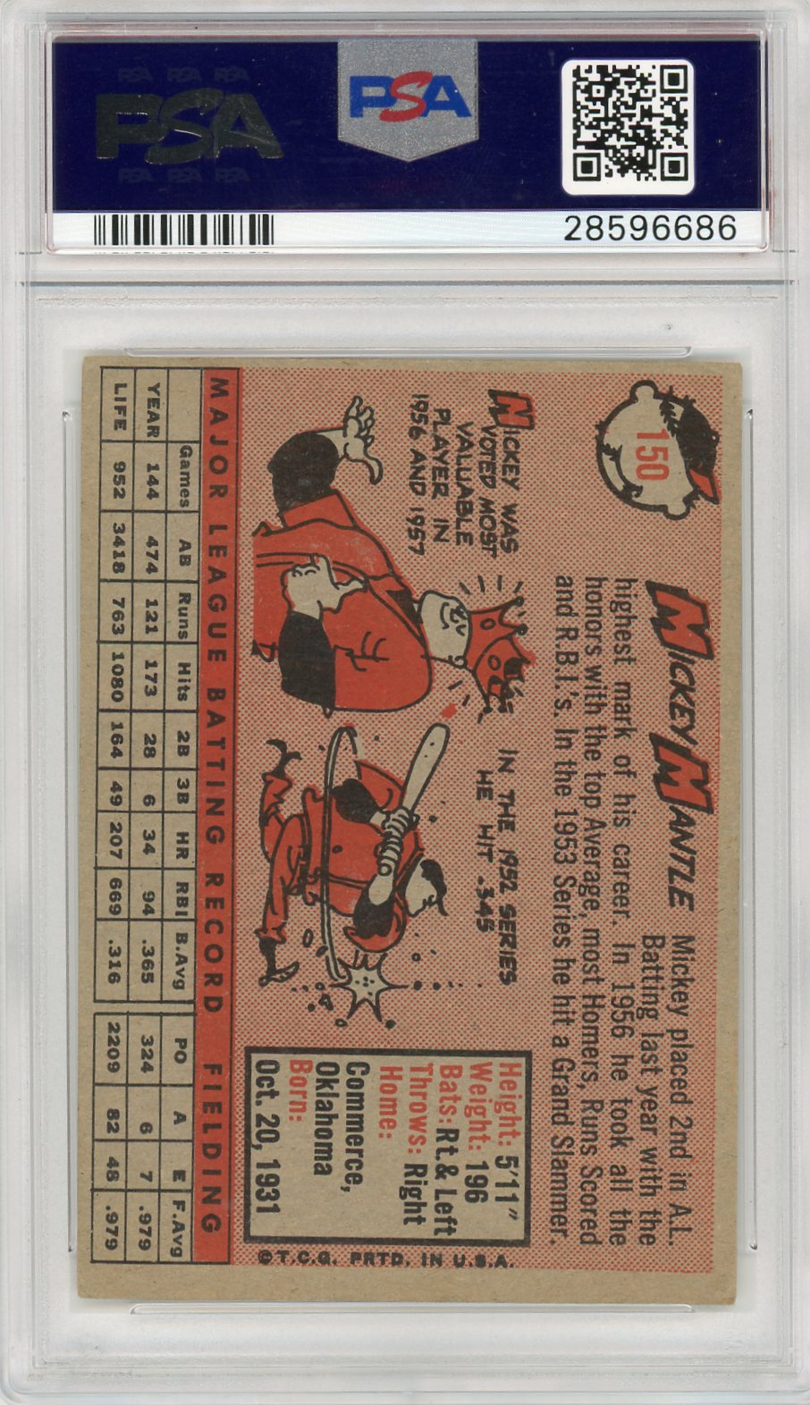 1958 Topps Mickey Mantle #150 PSA 5