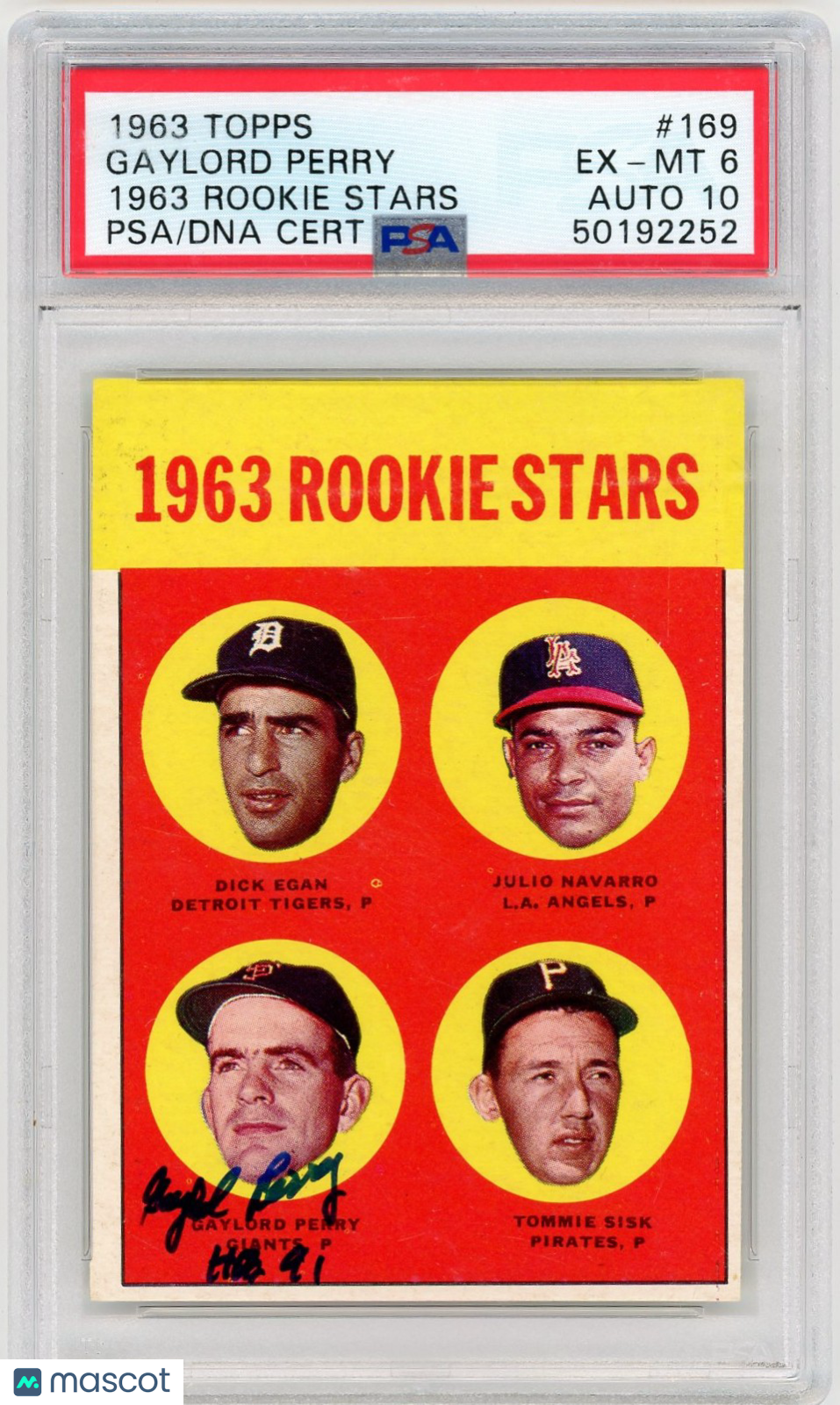 1963 Topps 1963 Rookie Stars #169 1963 Rookie Stars PSA 6 Auto 10