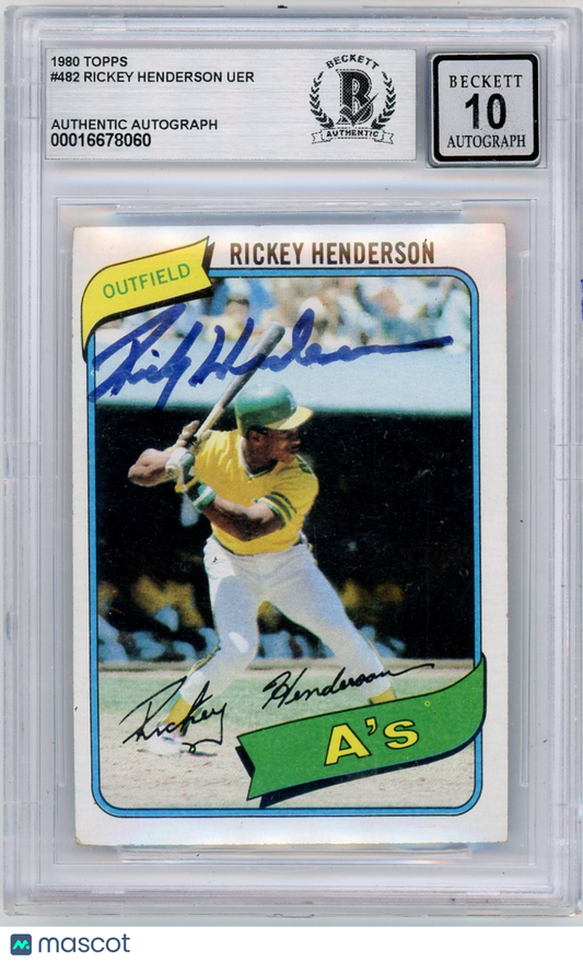 1980 Topps Rickey Henderson #482 BVG Authentic Auto Rookie