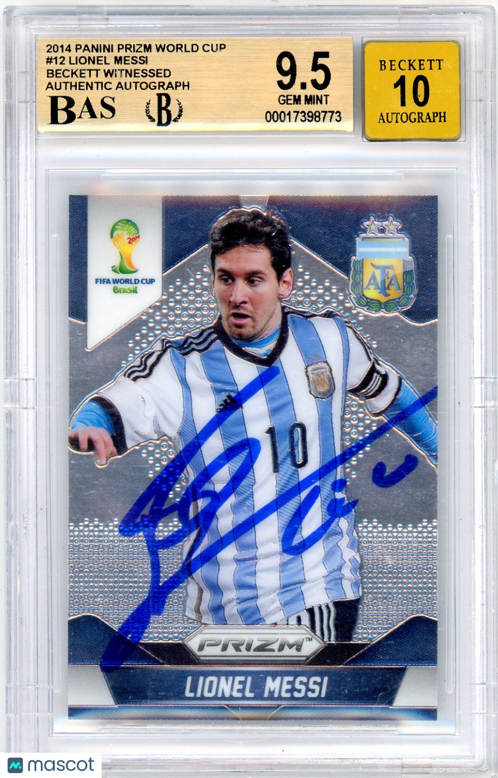 2014 Panini Prizm Lionel Messi #12 BGS 9.5 Auto 10
