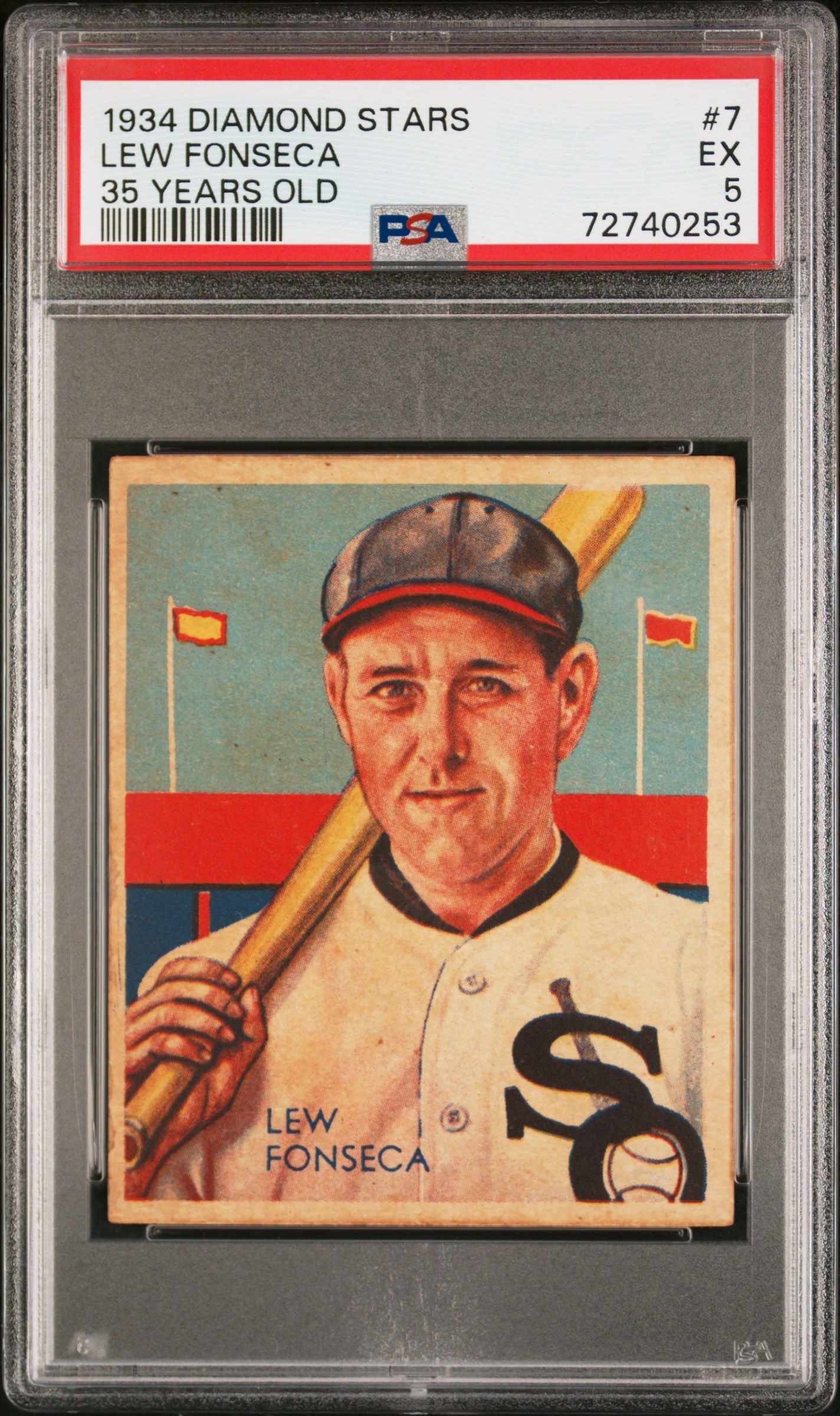 1934 DIAMOND LEW FONSECA STARS 35 YEARS OLD #7 PSA 5