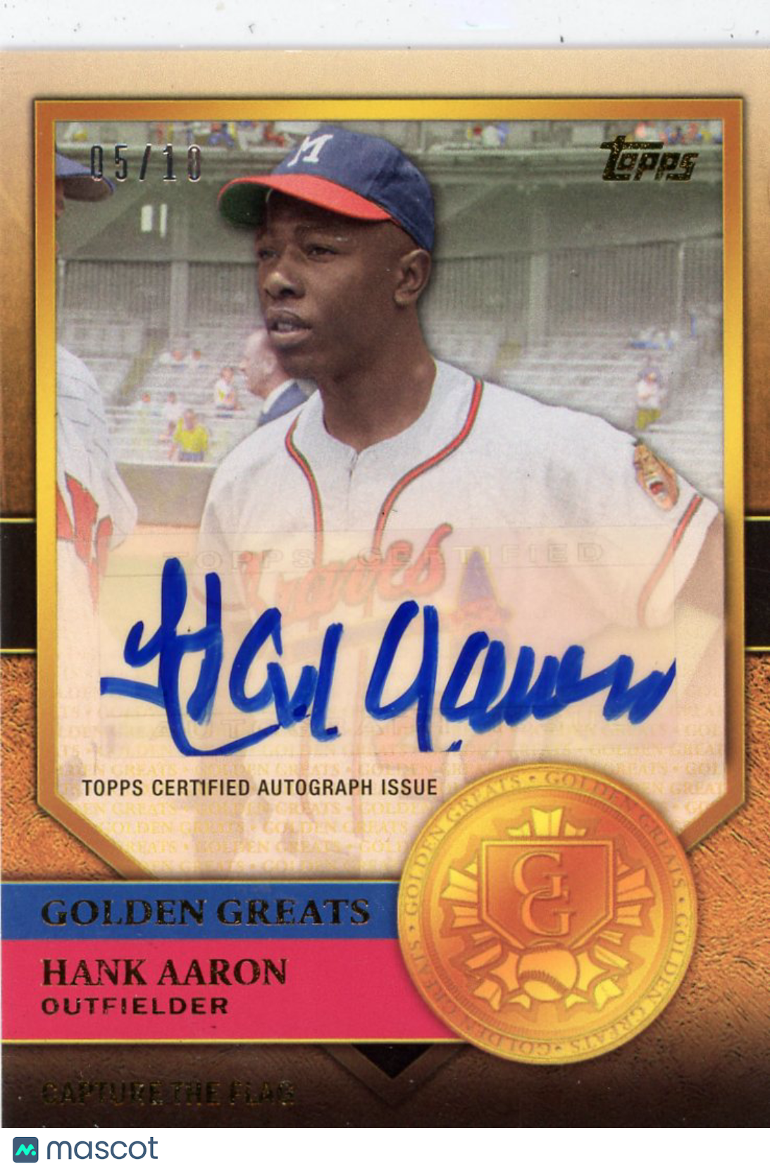 2012 Topps Golden Greats Hank Aaron Capture the Flag #GGA-HA5 Auto 5/10