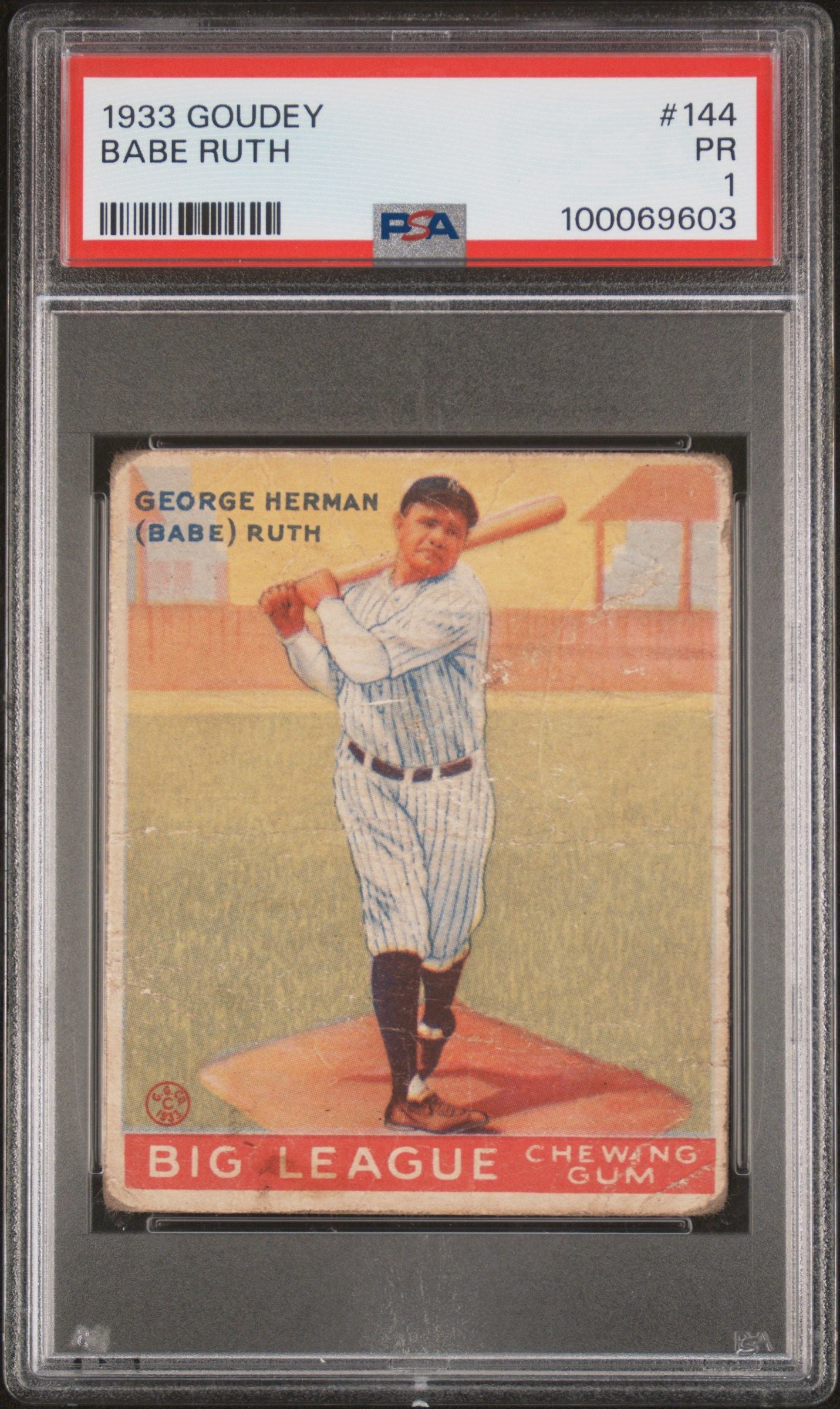 1933 GOUDEY BABE RUTH #144 PSA 1