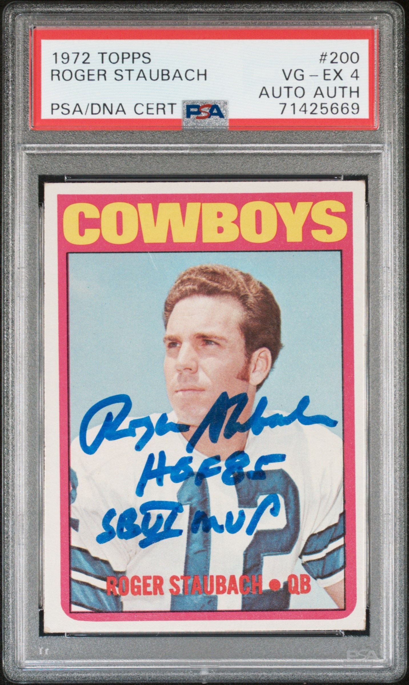 1972 TOPPS ROGER STAUBACH #200 PSA 4 AUTO