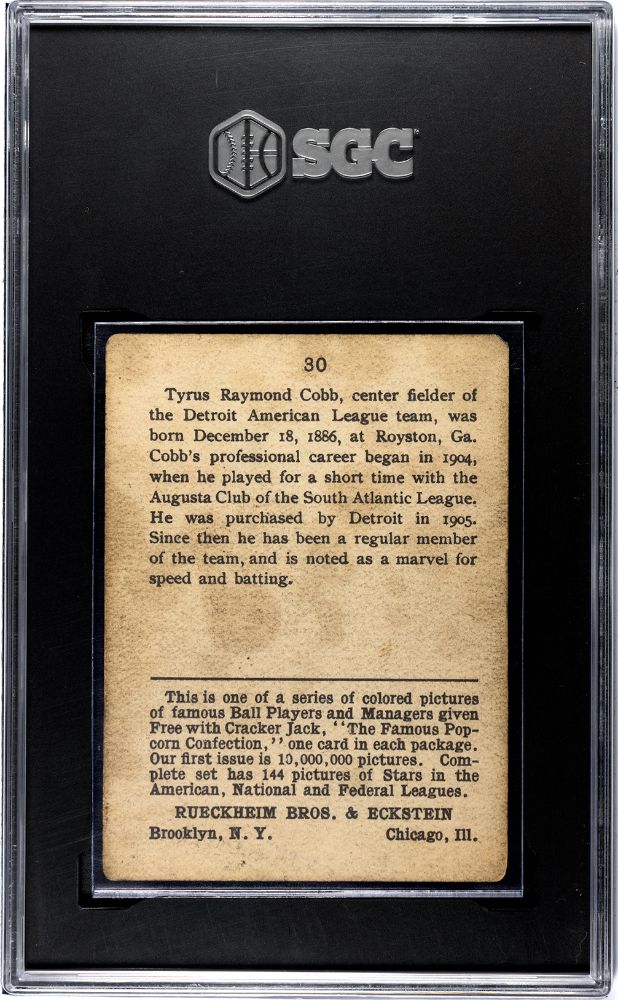 1914 TY COBB CRACKER JACK #30 SGC 2