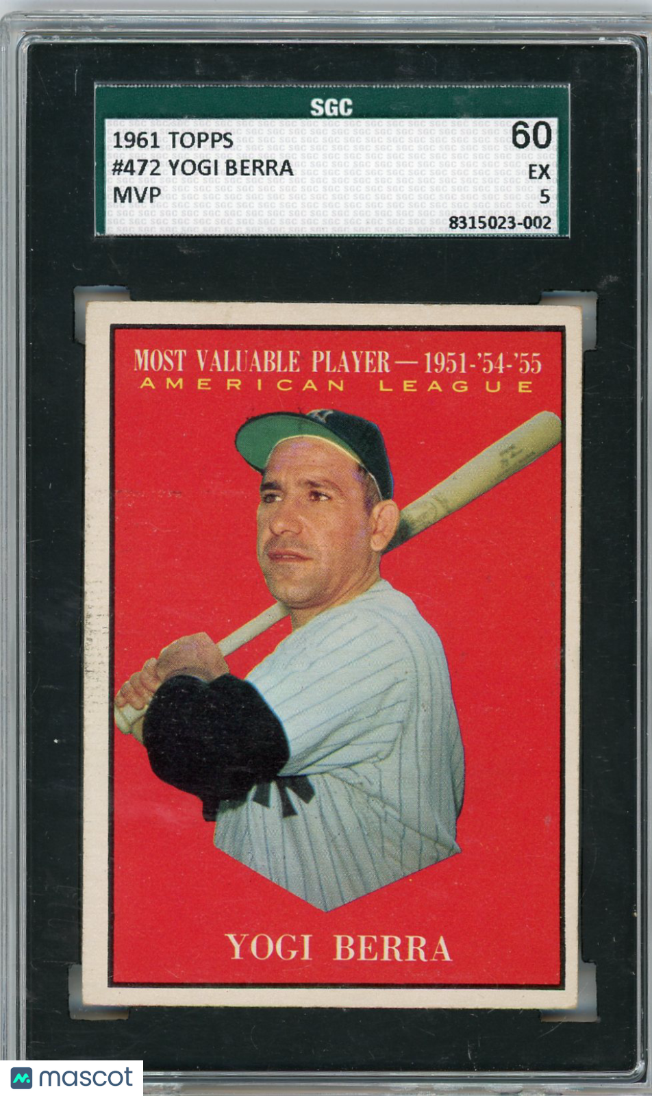 1961 Topps Yogi Berra #472 MVP SGC 5
