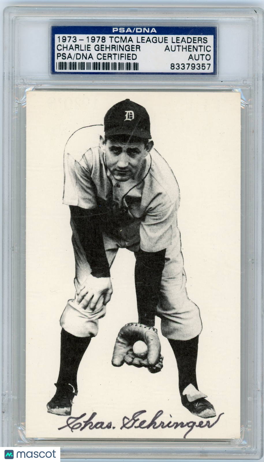 1973-1978 TCMA League Leaders Charlie Gehringer PSA A Auto A
