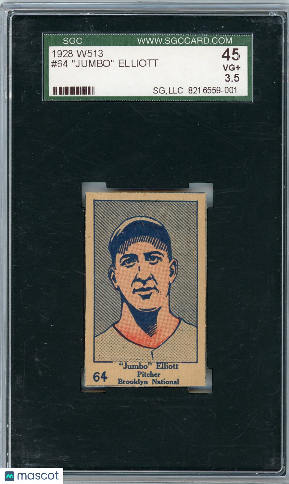 1928 W513 Jumbo Elliott #64 (Hand Cut) SGC 3.5