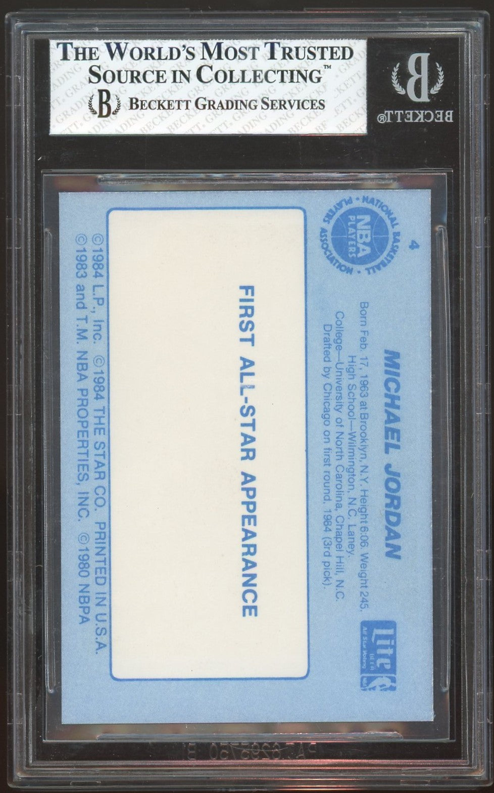 1985 Star Lite All-Stars Michael Jordan ! #4 BGS 8