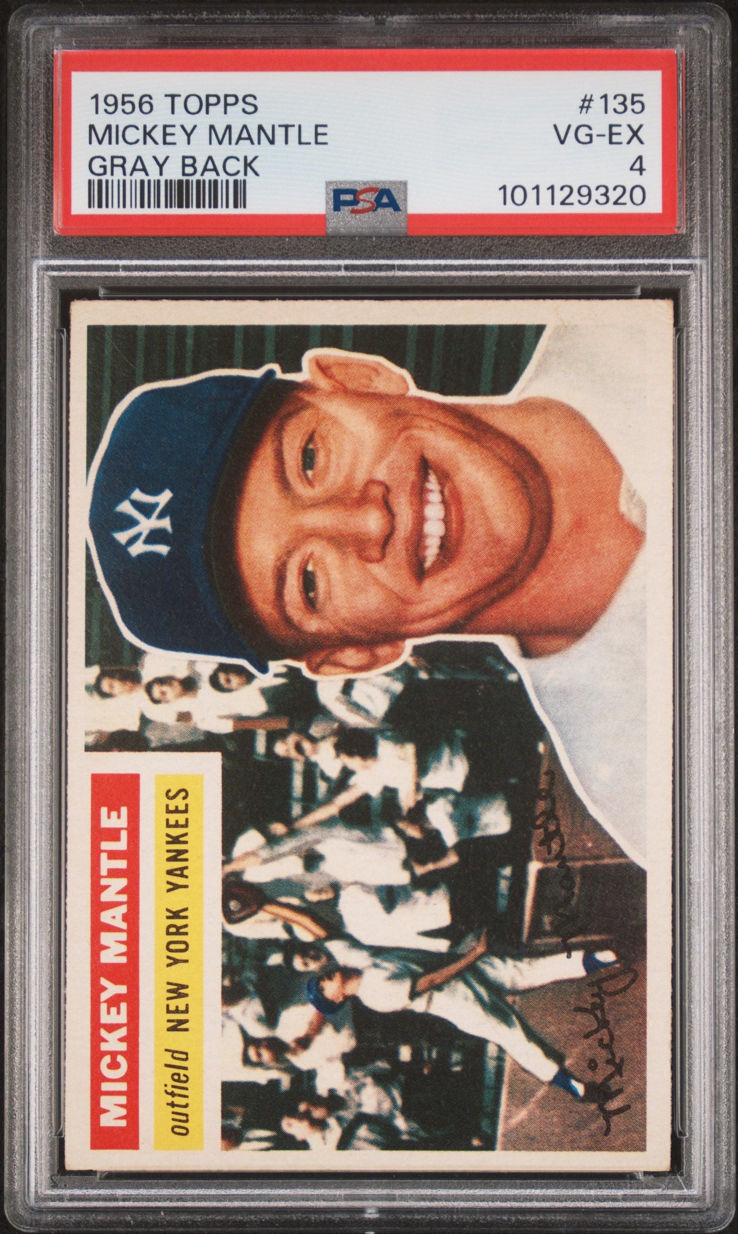 1956 TOPPS MICKEY MANTLE GRAY BACK #135 PSA 4