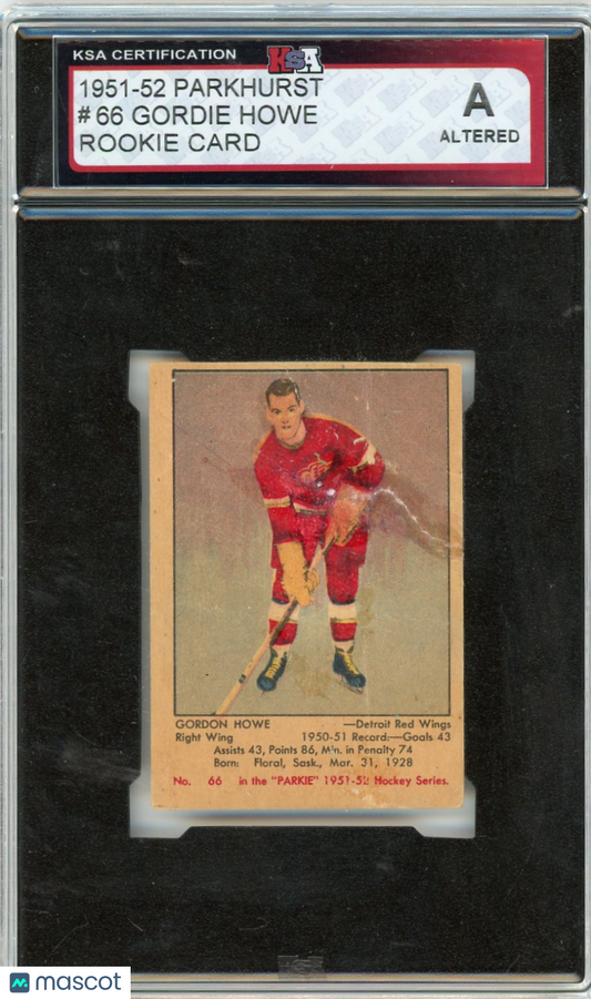 1951-52 Parkhurst Gordie Howe #66 KSA Authentic Altered