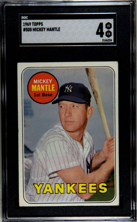 1969 TOPPS MICKEY MANTLE #500 SGC 4