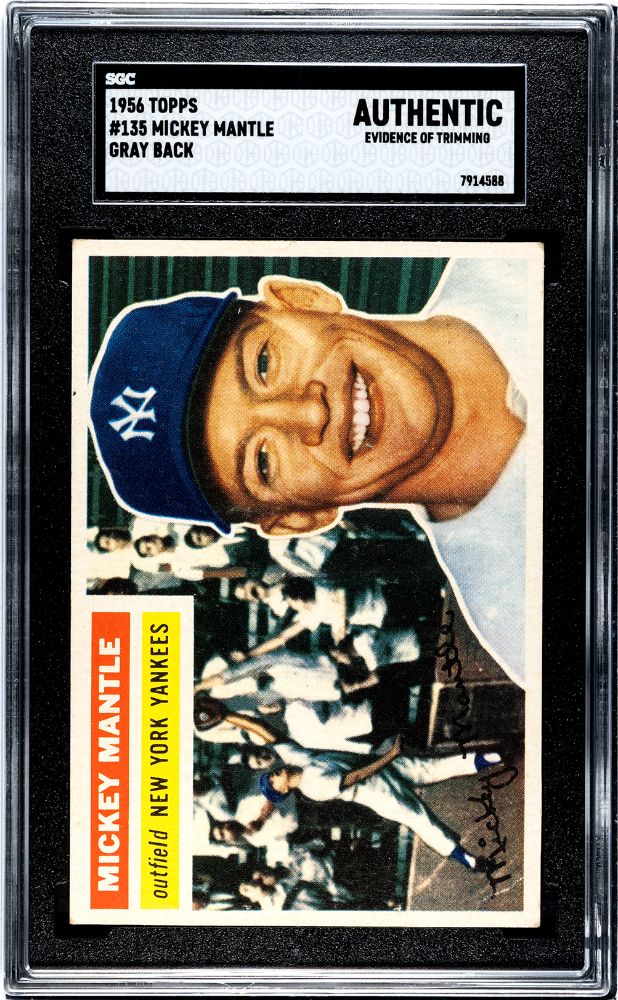 1956 TOPPS MICKEY MANTLE GRAY BACK #135 SGC AUTHENTIC